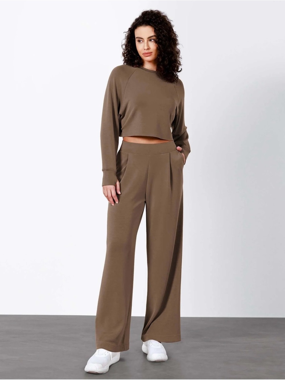 High-Rise Wide-Leg Lounge Pants in Olive